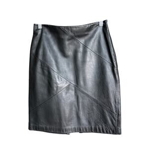 Valerie Stevens Separates | Black Leather Pencil Skirt | 4